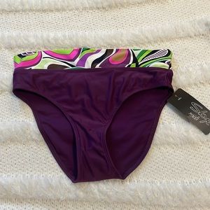 Skye Fold over high waisted bikini bottom purple S nwts